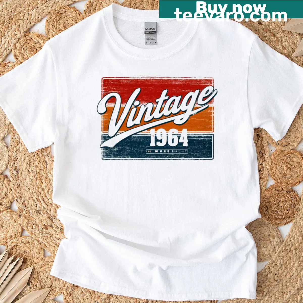 Vintage 1964 Birthday graphic t-shirt — on a men's t-shirt