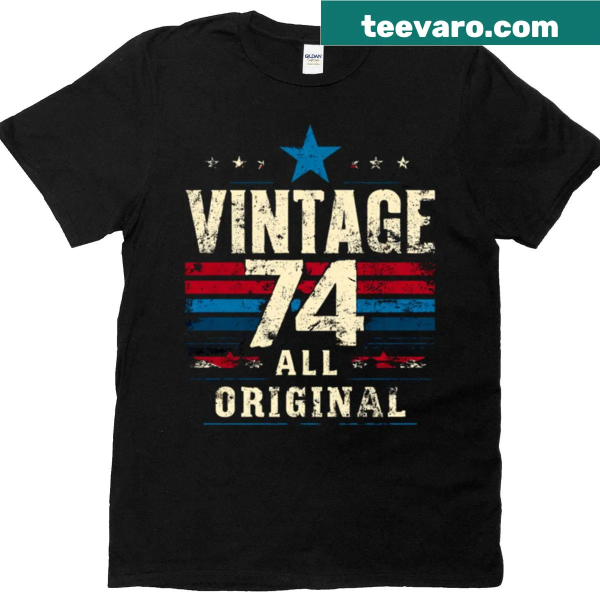 Vintage design birthday t-shirt featuring 'All Original' text — on a men's t-shirt