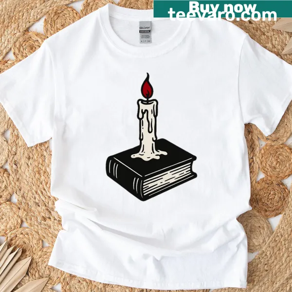 Vintage T-shirt featuring a charming candle illustration