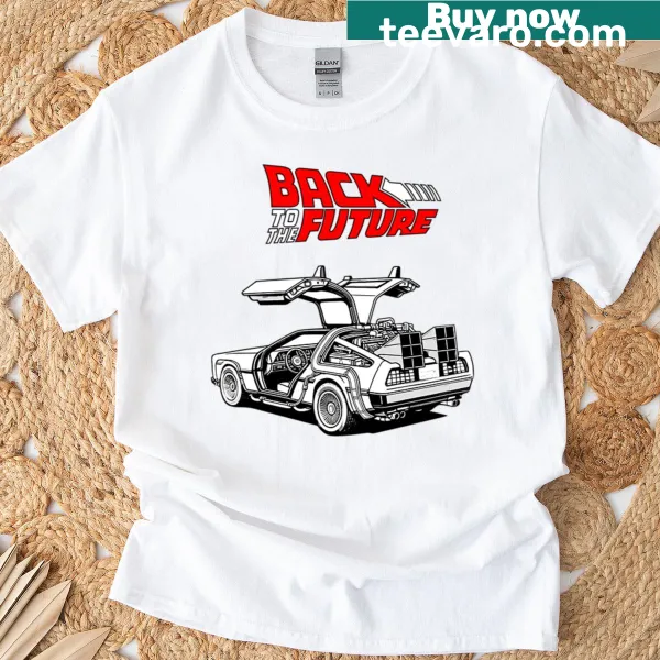 Vintage T-shirt featuring a graphic of a DeLorean car