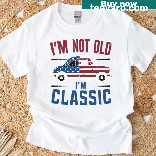 T-shirt with a vintage car graphic, showcasing classic automotive design