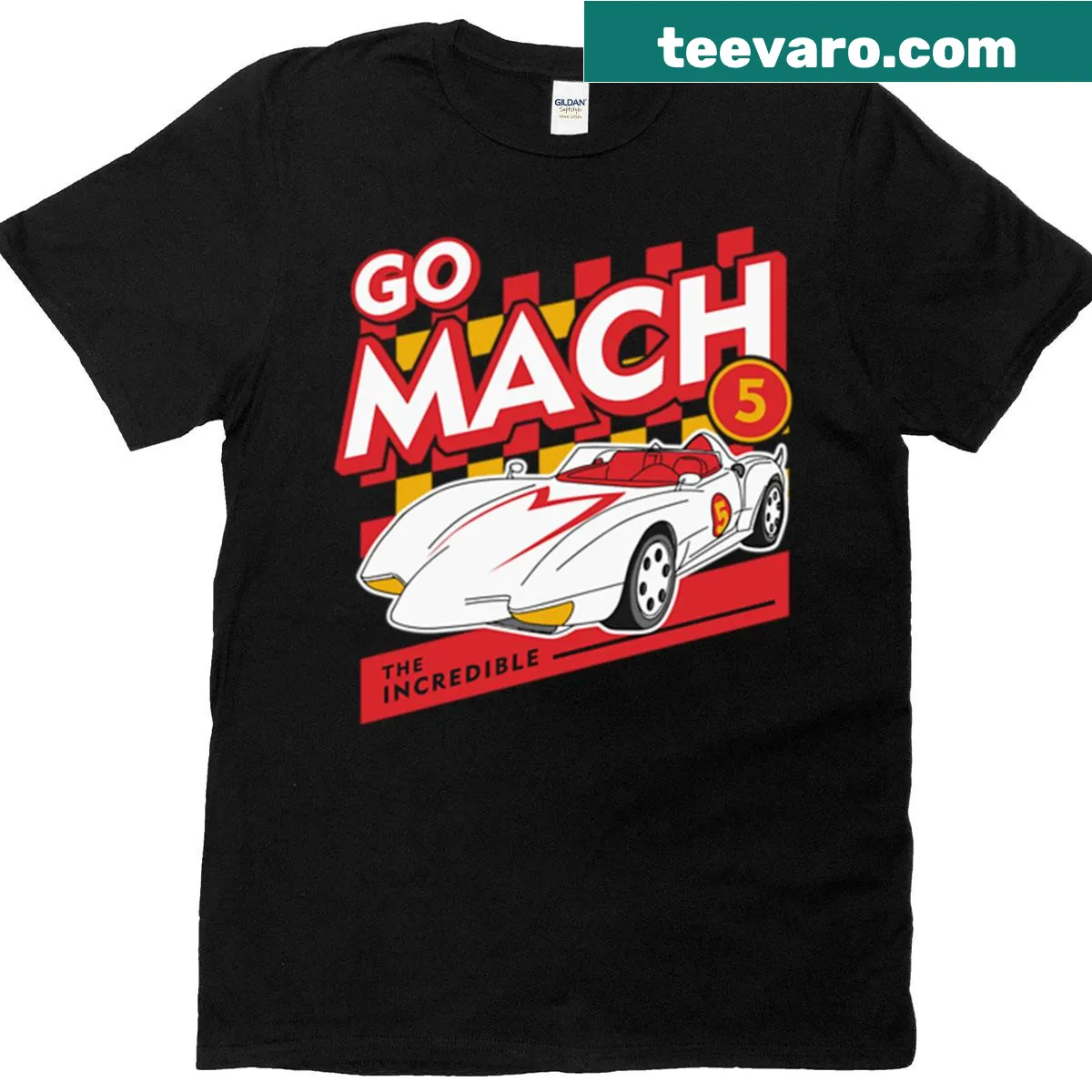 Retro illustration of a vintage race car on a T-shirt — on a men's t-shirt