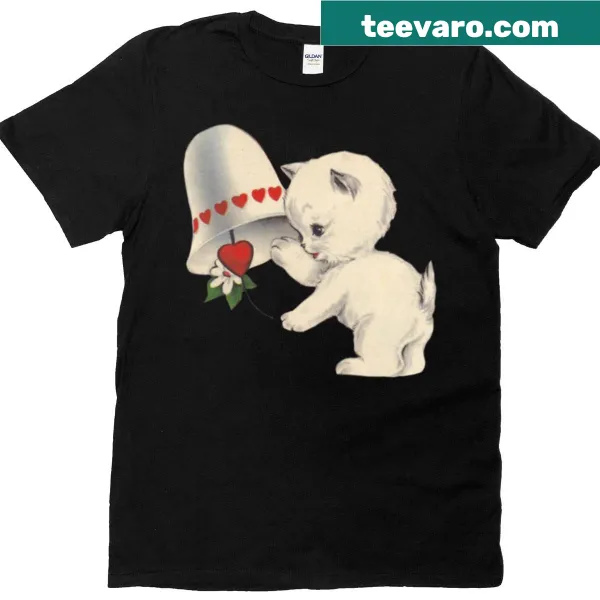 Vintage oversized Valentine's Day tee featuring cats