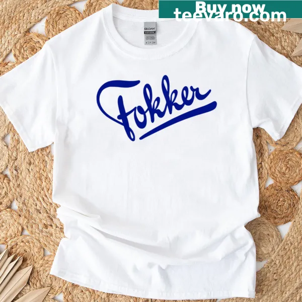Vintage Fokker aircraft T-shirt with classic blue design