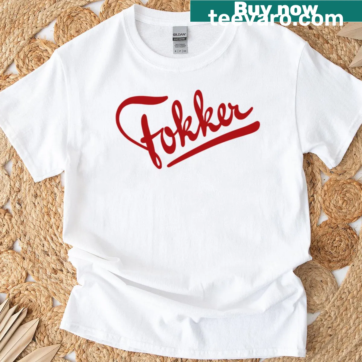 Vintage Fokker aircraft graphic T-shirt — on a men's t-shirt