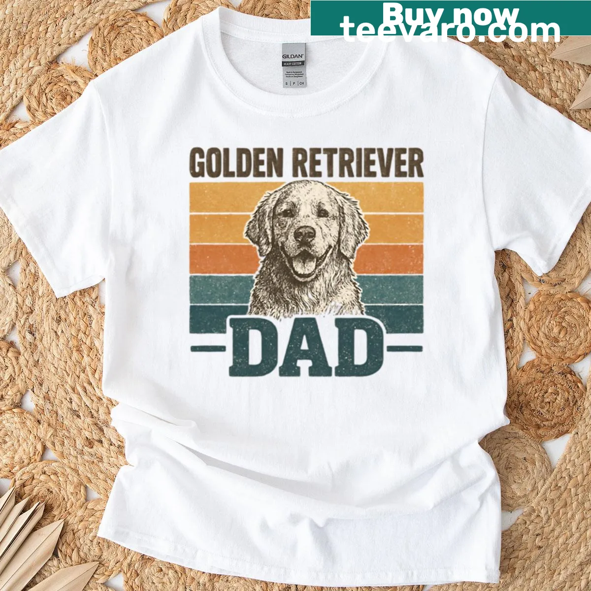 Vintage Golden Retriever Dad t-shirt featuring heartwarming graphic — on a men's t-shirt