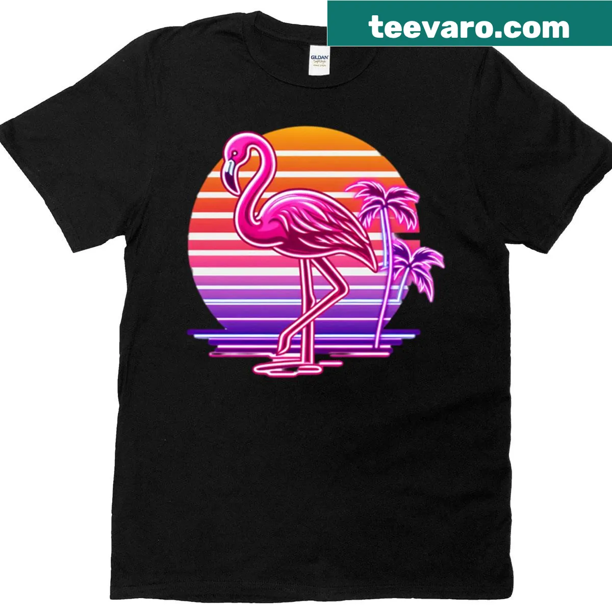 Vintage t-shirt featuring a neon flamenco design — on a men's t-shirt