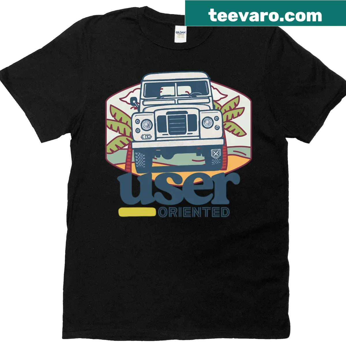 Oversized vintage beach and palm trees t-shirt — on a men's t-shirt