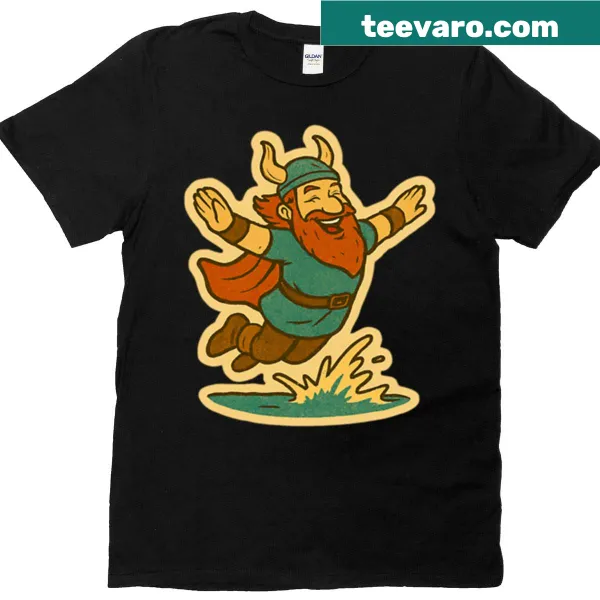 Vintage Viking T-shirt featuring a smiling Viking diving into the sea