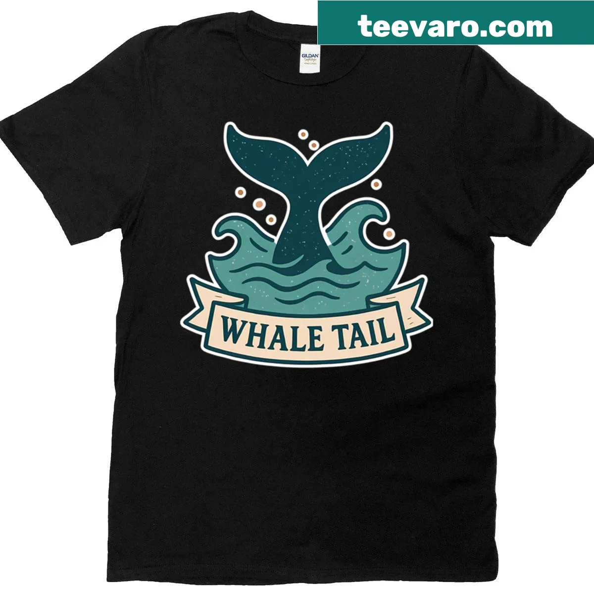 Oversized t-shirt with a vintage whale tail nautical design — on a men's t-shirt