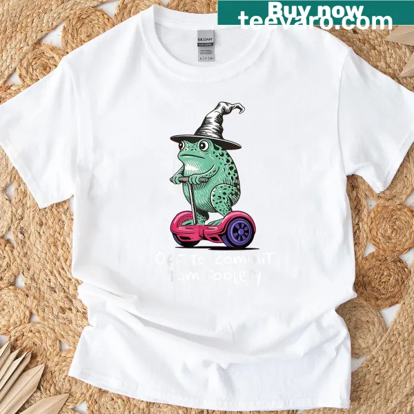 Cartoon wizard frog with text about tom foolery