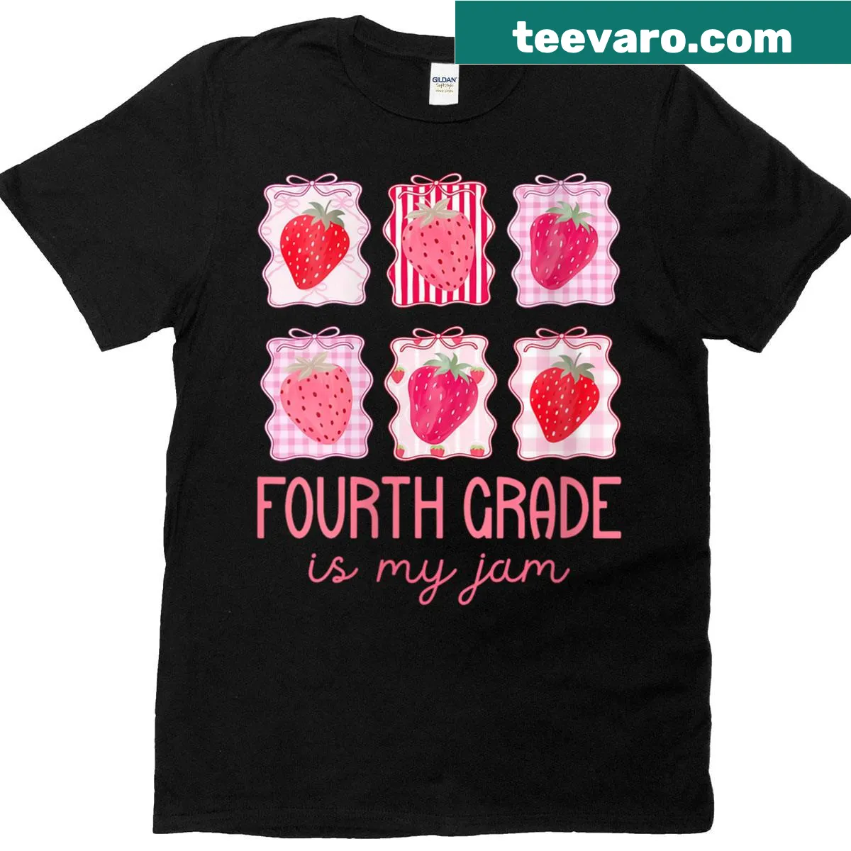 Funny T-shirt for teachers with 'Fourth Grade Is My Jam' text — on a men's t-shirt