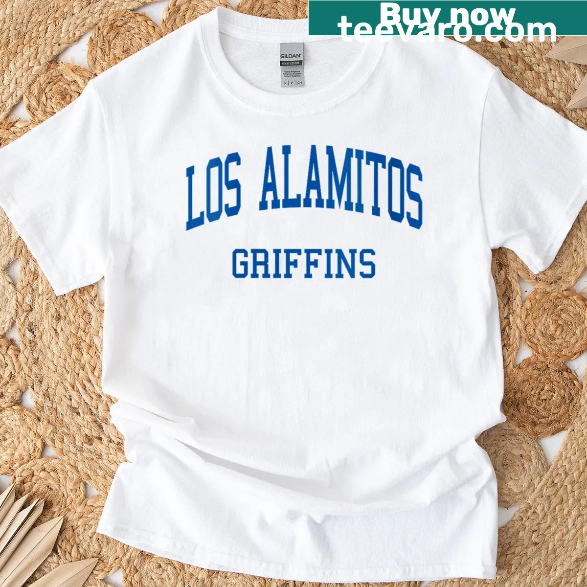 Retro Los Alamitos High School logo design on a T-shirt — on a men's t-shirt