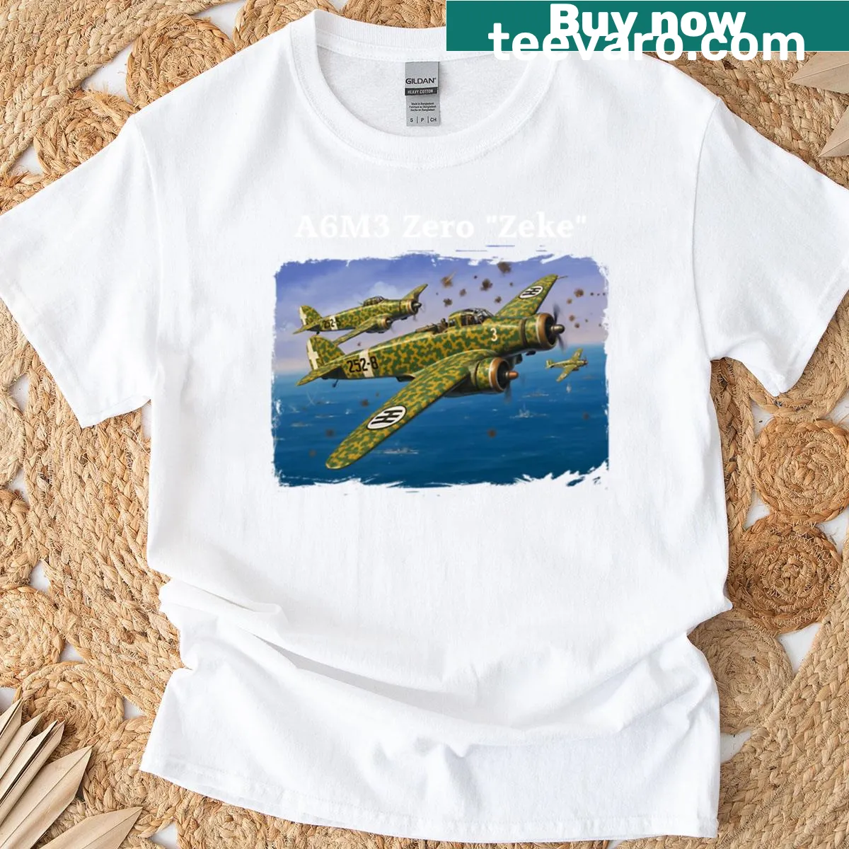 Vintage-style T-shirt featuring the WWII Italian Marchetti SM79 Bomber aircraft — on a men's t-shirt