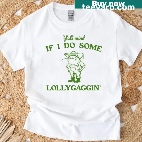 Retro frog graphic with saying about lollygagging