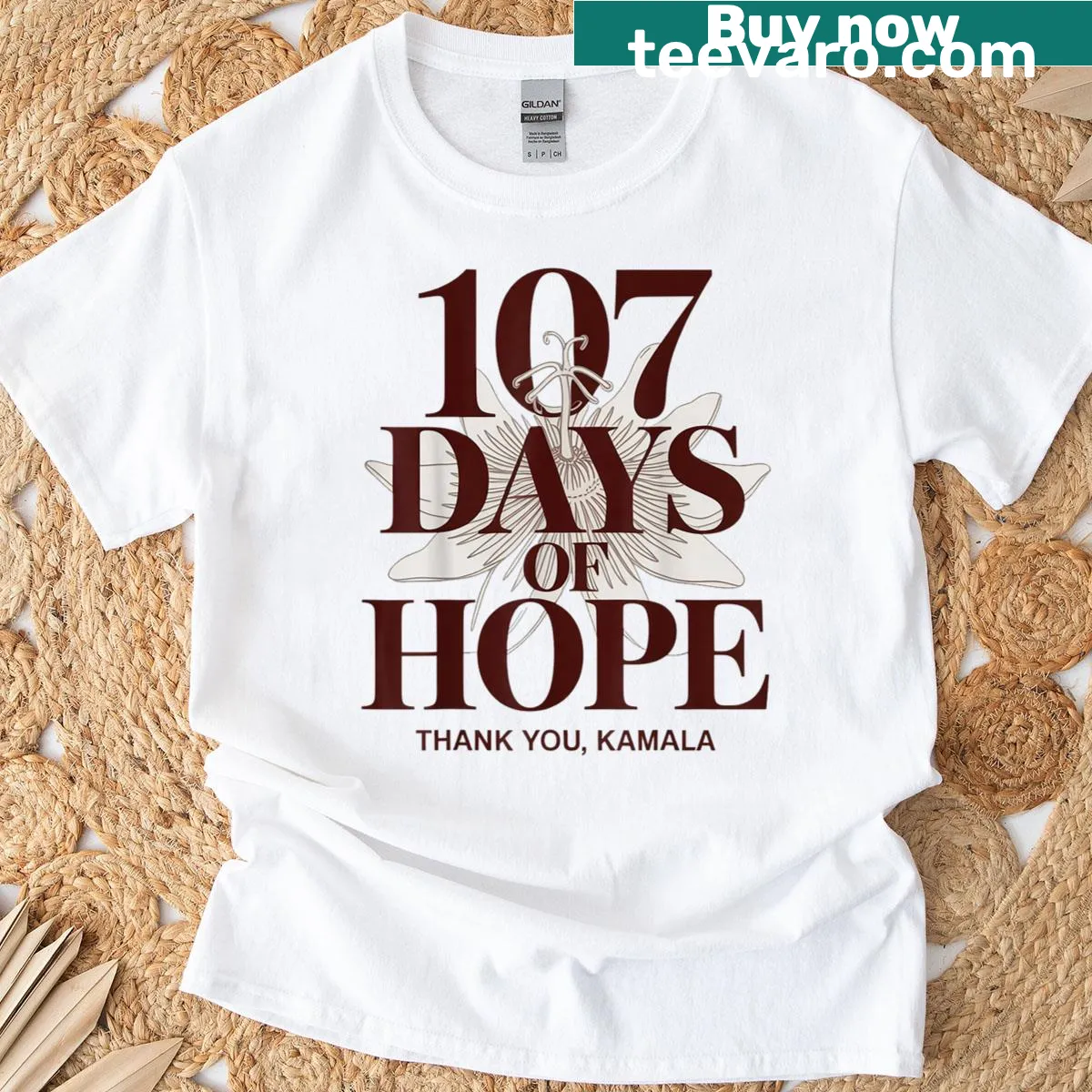 Inspirational typography t-shirt marking 107 Days related to Kamala Harris — on a men's t-shirt