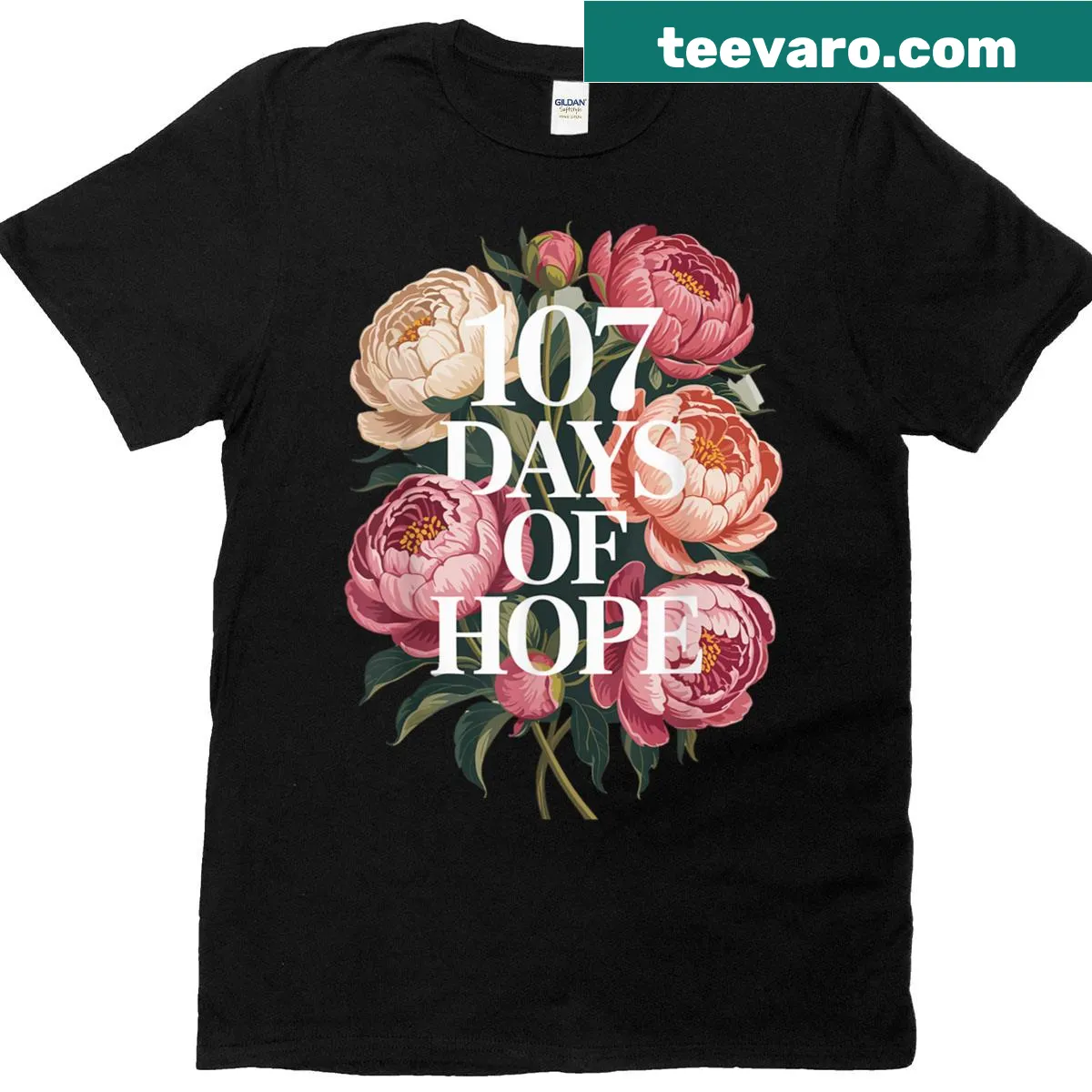 Hope-themed T-shirt with Kamala flower illustration — on a men's t-shirt