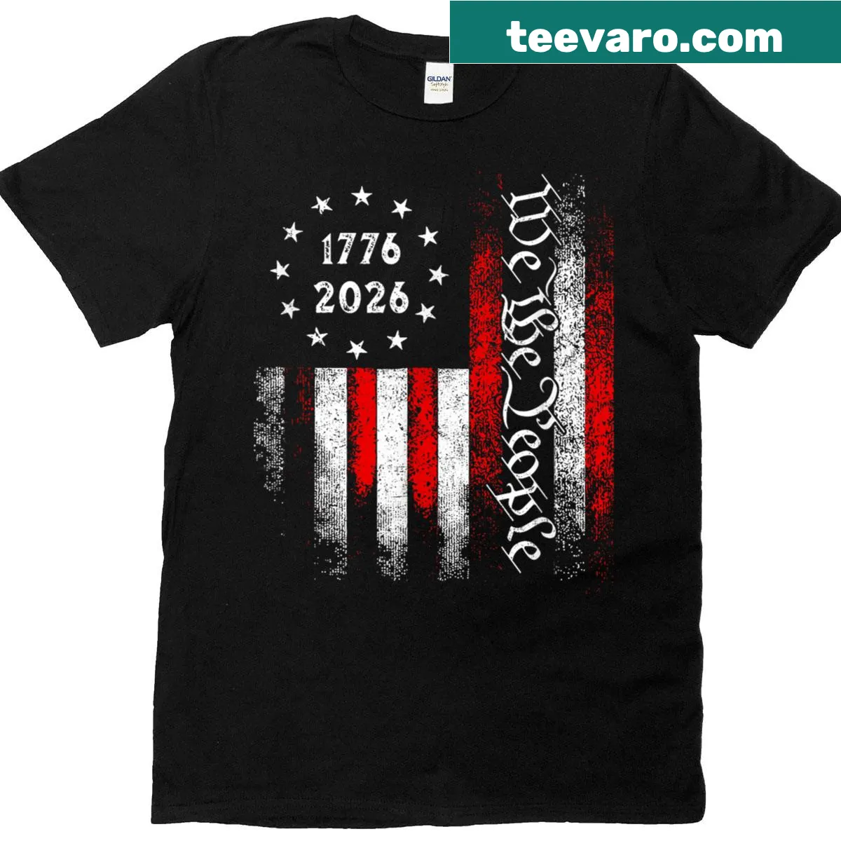 Patriotic 250th Independence Day T-shirt with bold lettering — on a men's t-shirt