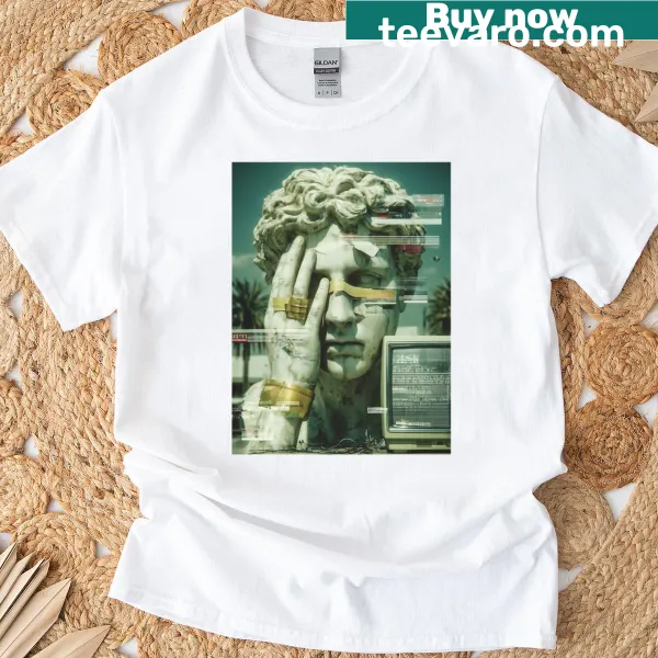 Minimalist 404 Bc glitched text design on a t-shirt.