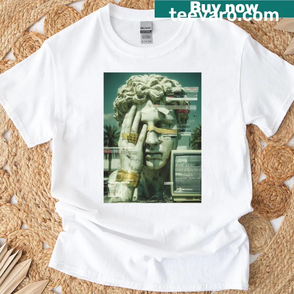 Minimalist 404 Bc glitched text design on a t-shirt. — on a men's t-shirt