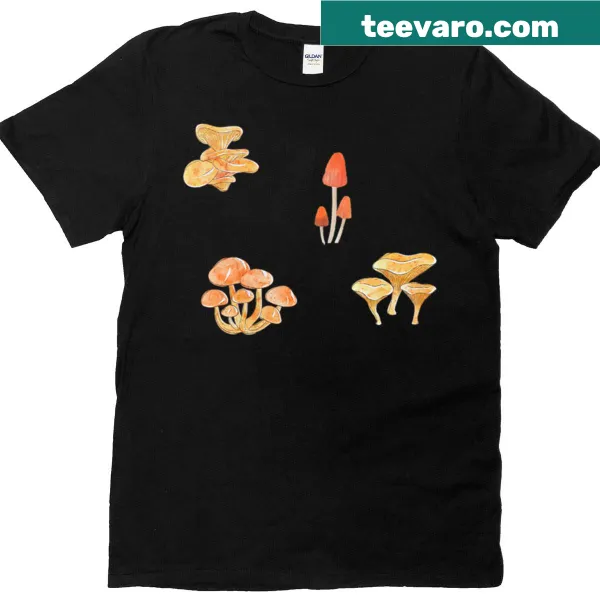 Playful watercolor T-shirt featuring aesthetic mushroom design