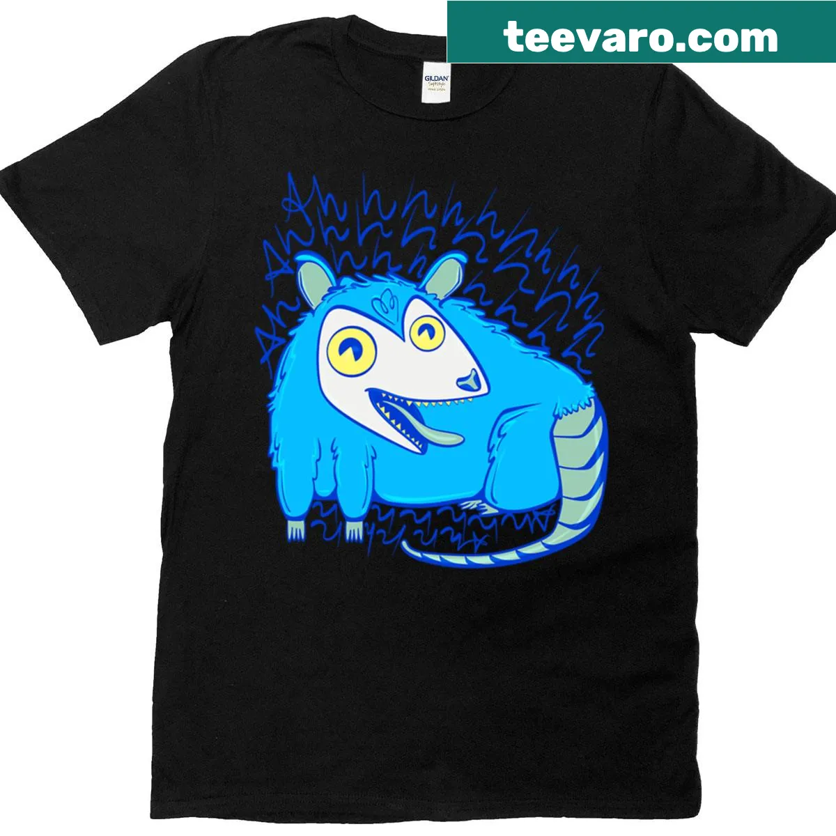 Artistic T-shirt featuring a whimsical possum design — on a men's t-shirt