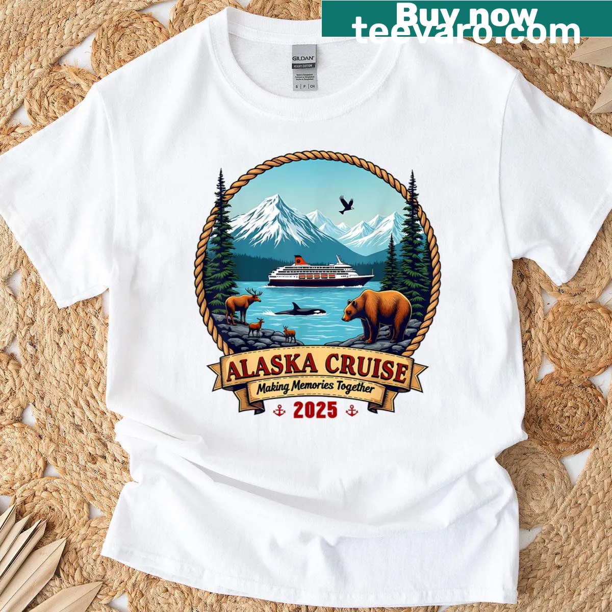 Alaska Cruise 2025 t-shirt with scenic design for families and groups — on a men's t-shirt