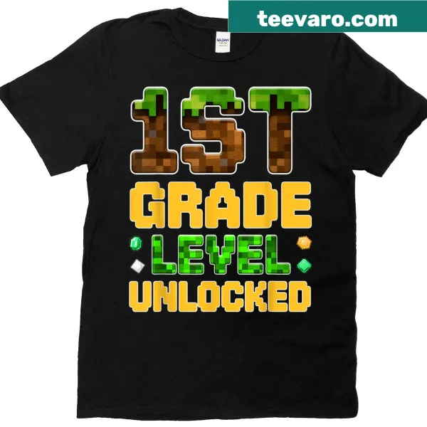 T-shirt featuring a gamer-themed design for first graders.