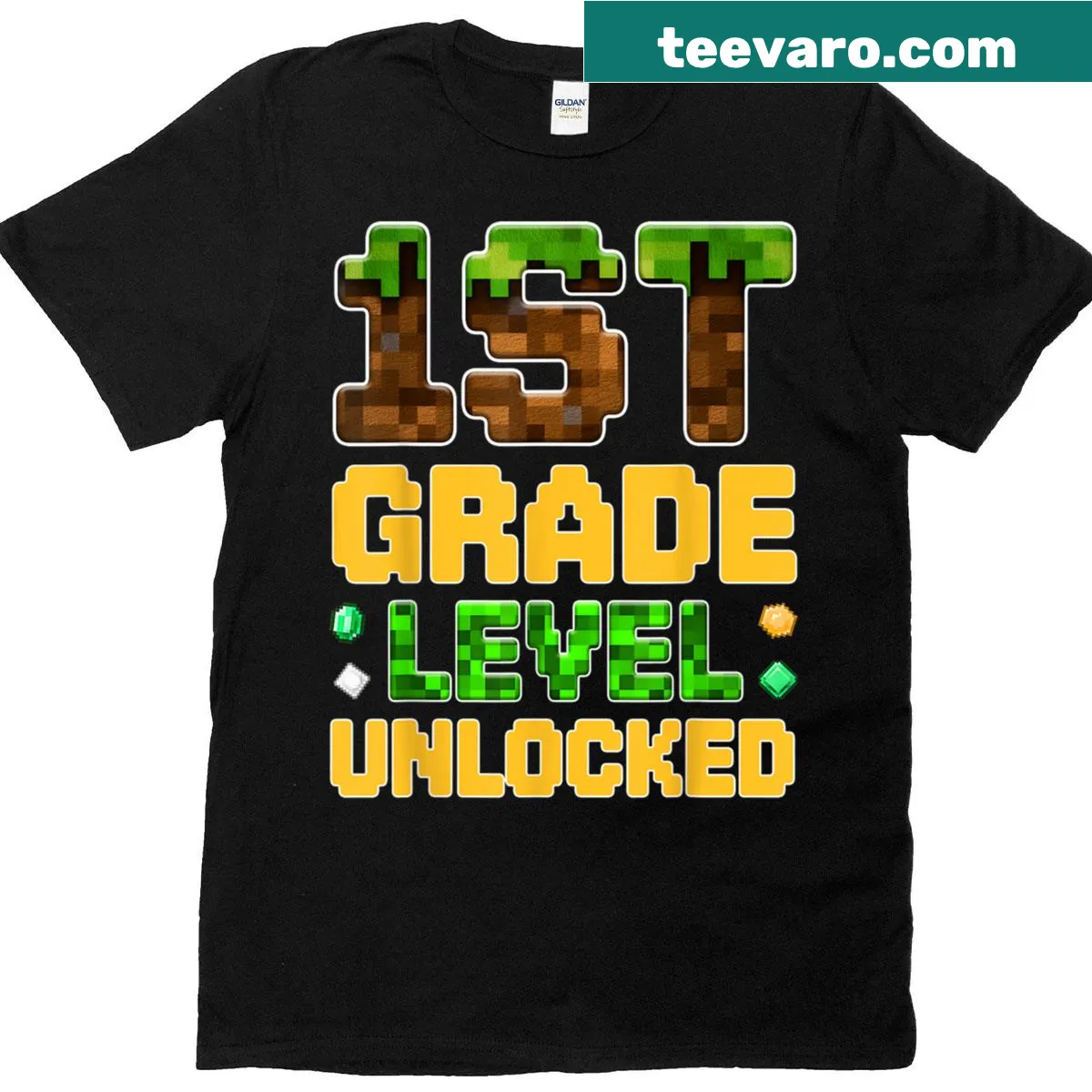 T-shirt featuring a gamer-themed design for first graders. — on a men's t-shirt