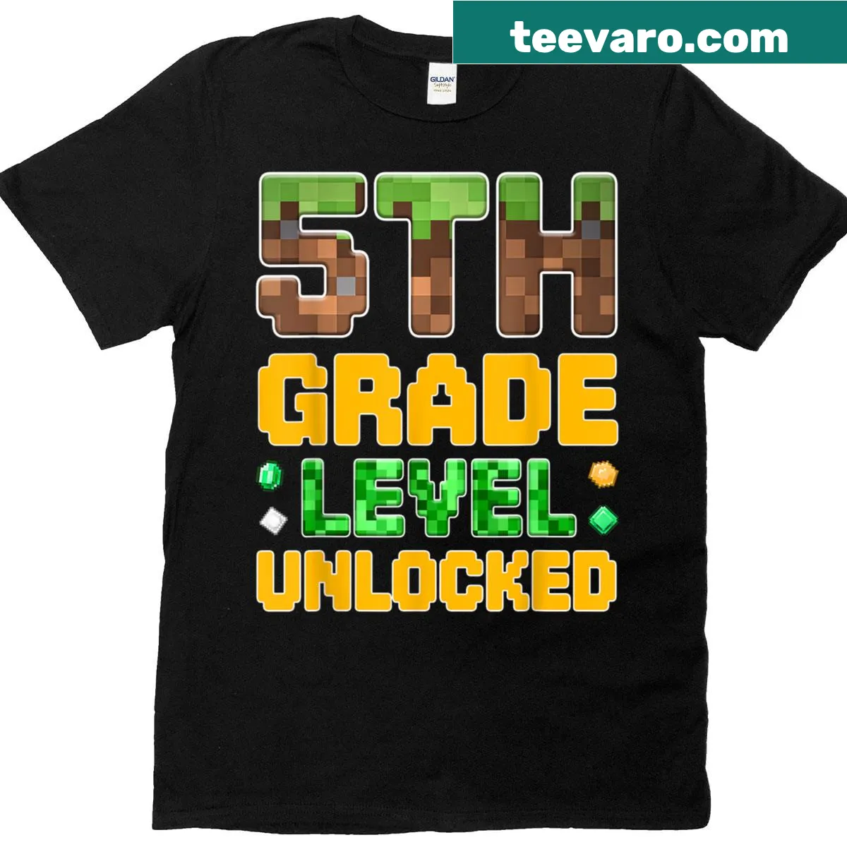 Cool gamer-themed t-shirt for 5th grade boys, perfect for school — on a men's t-shirt