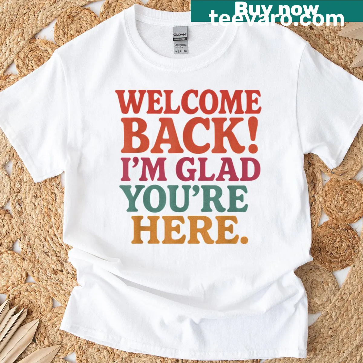 Welcoming T-shirt for teachers with a friendly back-to-school message. — on a men's t-shirt