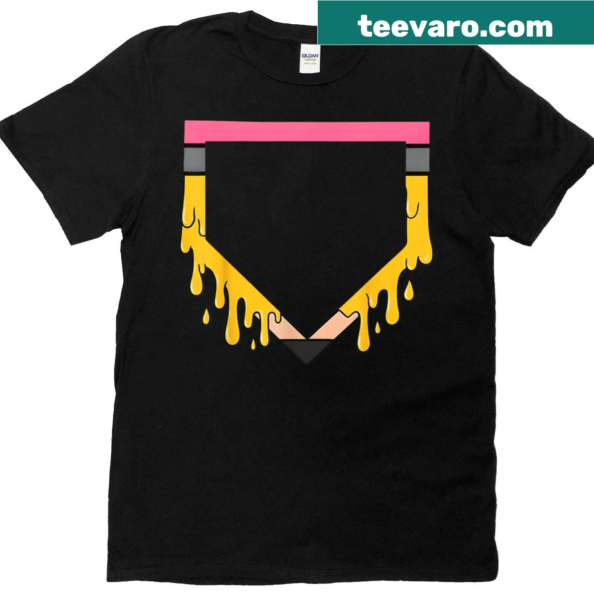 Youth T-shirt with baseball ice cream drip graphic — on a men's t-shirt