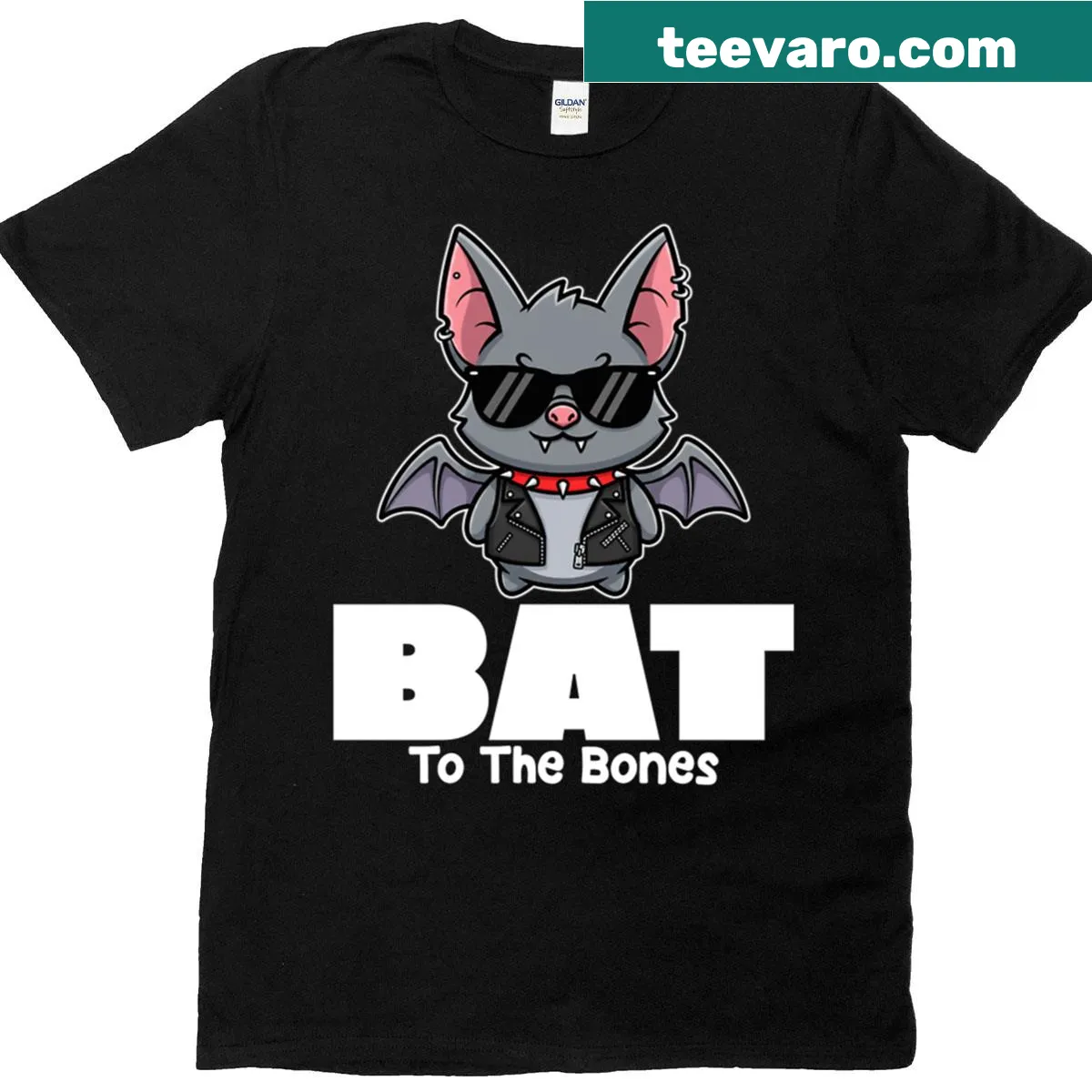 Whimsical bat design Halloween T-shirt with text — on a men's t-shirt