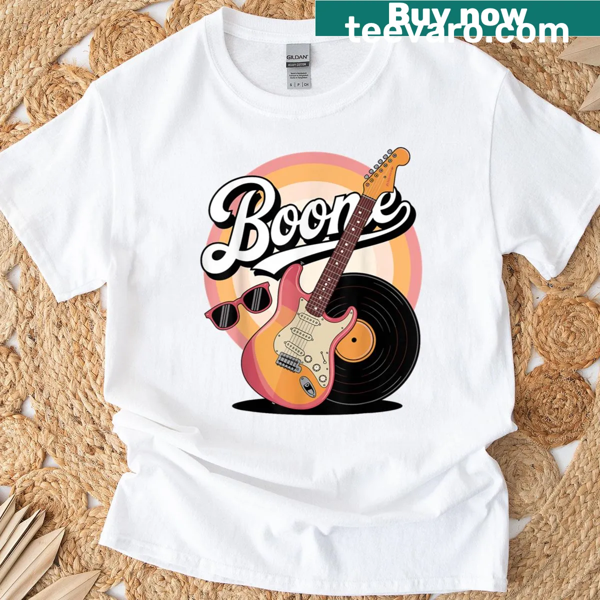 Vintage-style T-shirt with the name 'Boone' in retro lettering. — on a men's t-shirt