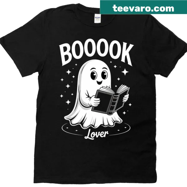 Cute ghost T-shirt with bookworm theme for kids