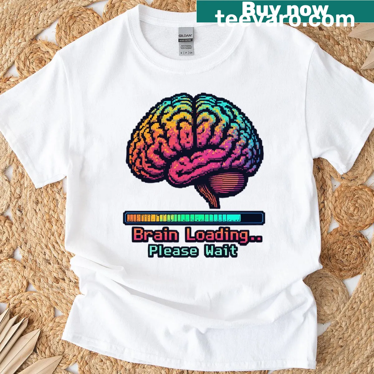 Funny T-shirt with the phrase 'Brain Loading Please Wait' designed for students — on a men's t-shirt