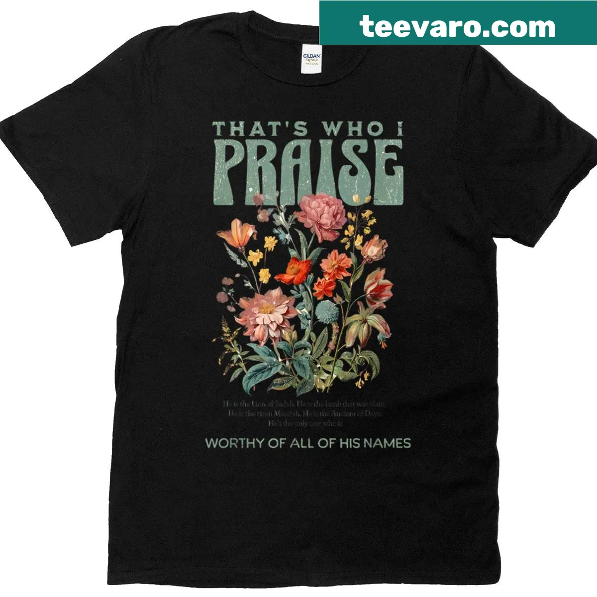Christian t-shirt with 'Brandon That's Who I Praise' text. — on a men's t-shirt