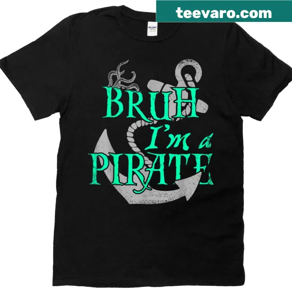 Funny skeleton pirate graphic on a Halloween T-shirt