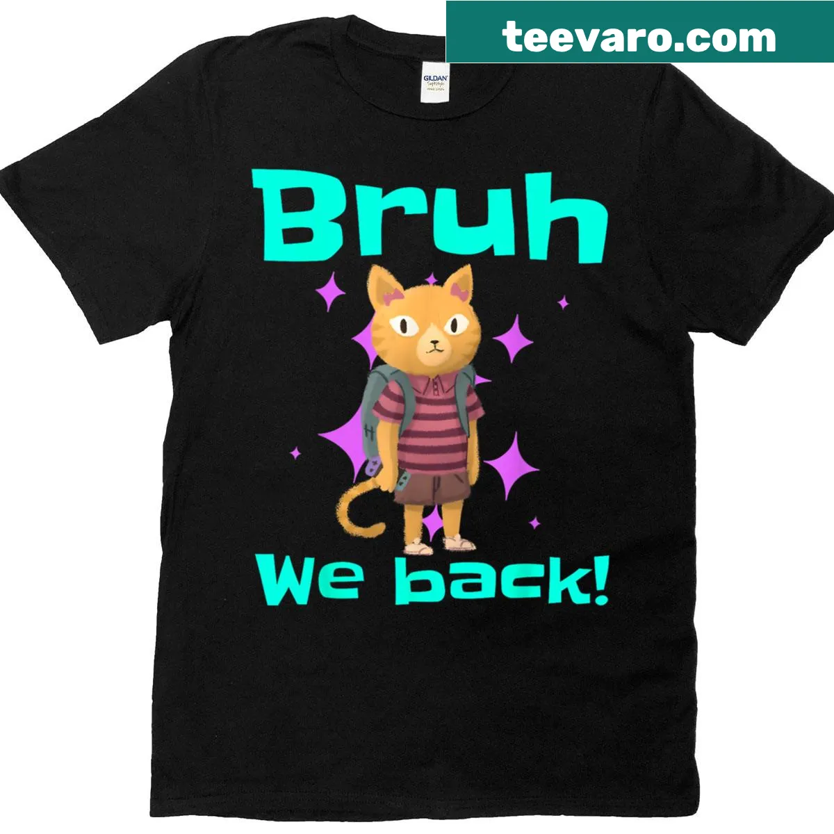 Funny cat meme back to school t-shirt for boys — on a men's t-shirt