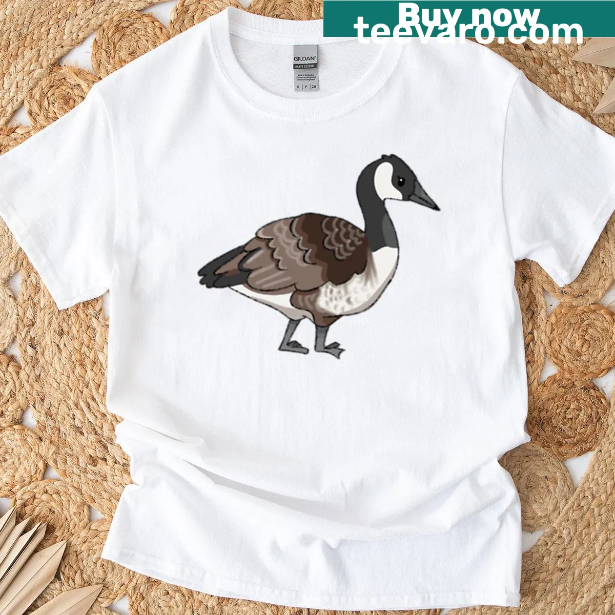 Kawaii illustration of a Canada Goose on a t-shirt — on a men's t-shirt