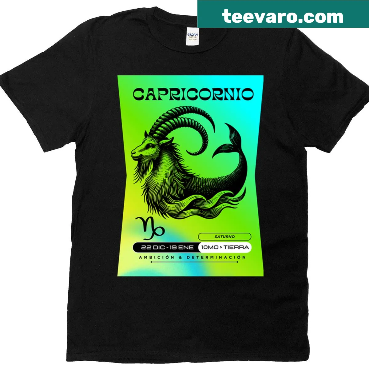 Capricorn zodiac sign graphic on a T-shirt — on a men's t-shirt