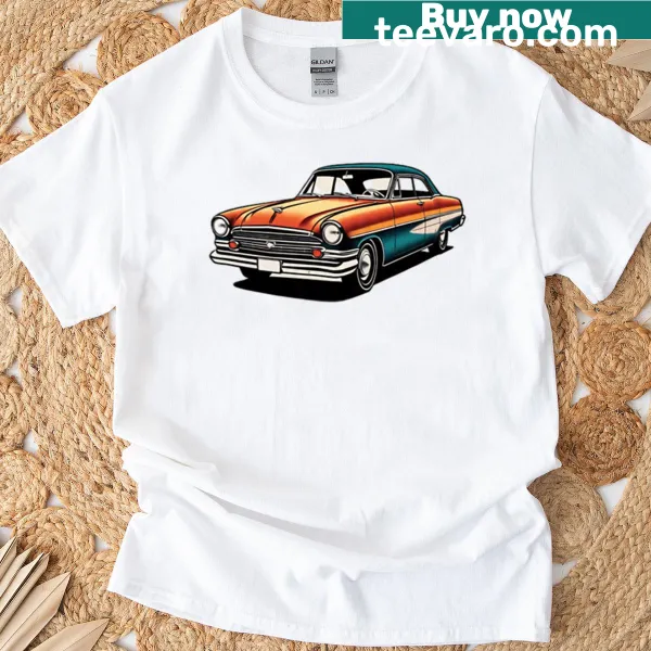Vintage 50s car graphic t-shirt with distressed style