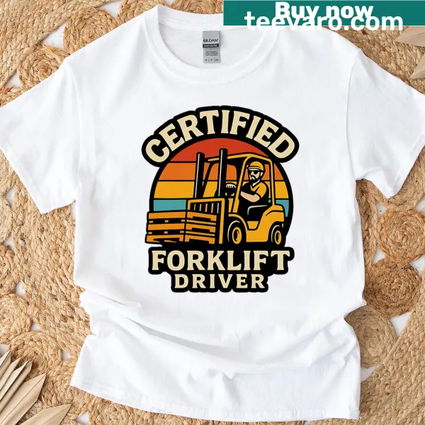 Emblem design for certified forklift operators on a t-shirt
