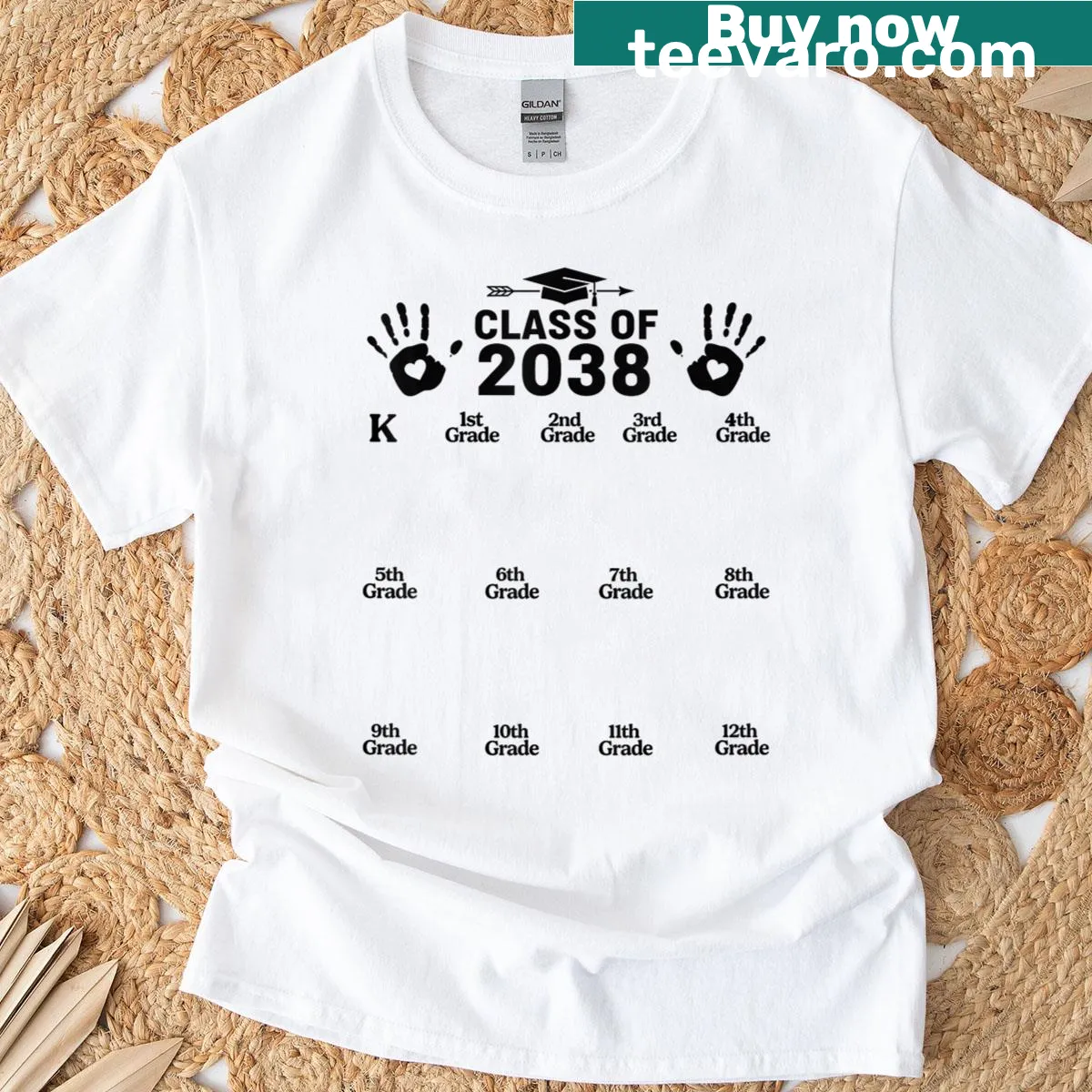 Handprint design celebrating educational growth on a t-shirt. — on a men's t-shirt