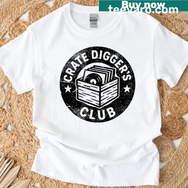 Retro T-shirt with Crate Diggers Club logo for music lovers