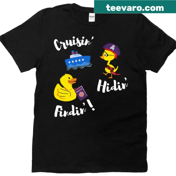 Text shirt featuring the phrase 'Cruisin Hidin Findin' in playful typography.