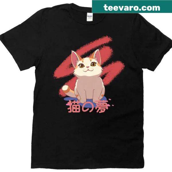 Cute anime cat t-shirt with whimsical design
