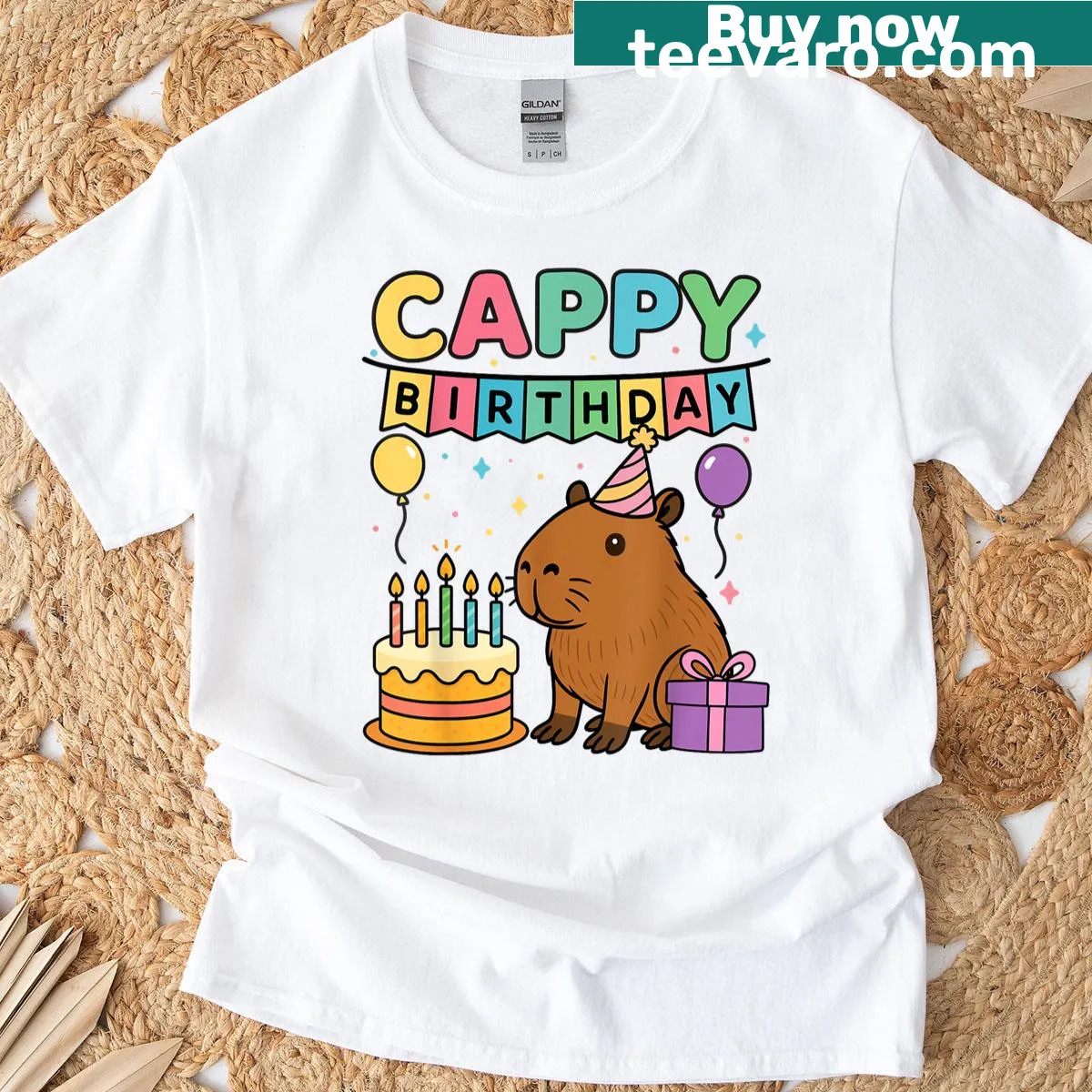 Fun birthday tee for capybara lovers with playful design — on a men's t-shirt