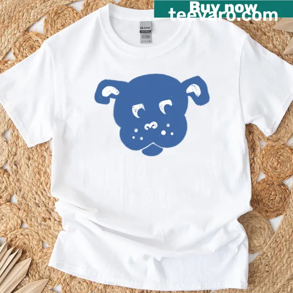 Cute sketch of a puppy bull in blue on a t-shirt