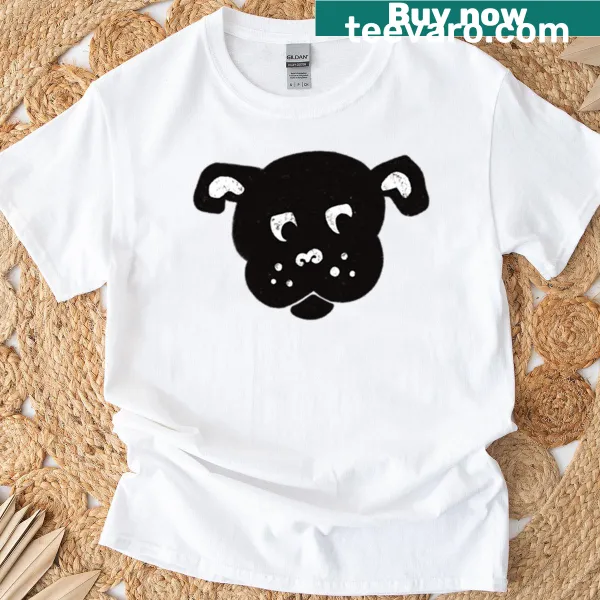 T-shirt featuring a cute cartoon sketch of a puppy bull